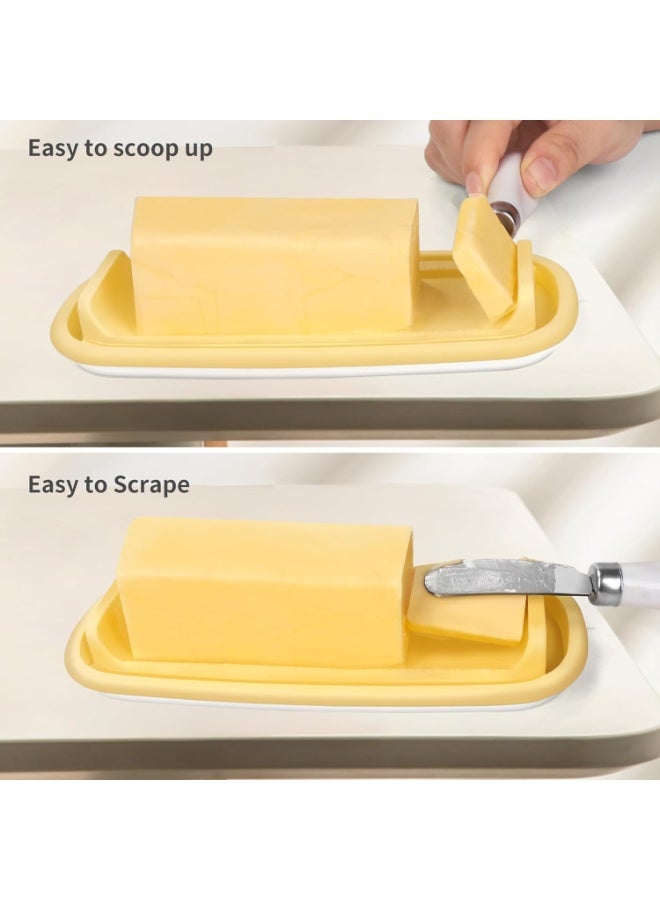 ChicAbode طبق زبدة محكم الإغلاق مع غطاء وسكين، صينية زبدة من السيليكون الآمن غذائيًا (قابلة للإزالة)، سهل الاستخدام، مناسب للفريزر وسطح المطبخ، آمن للغسل في غسالة الأطباق - Image 2